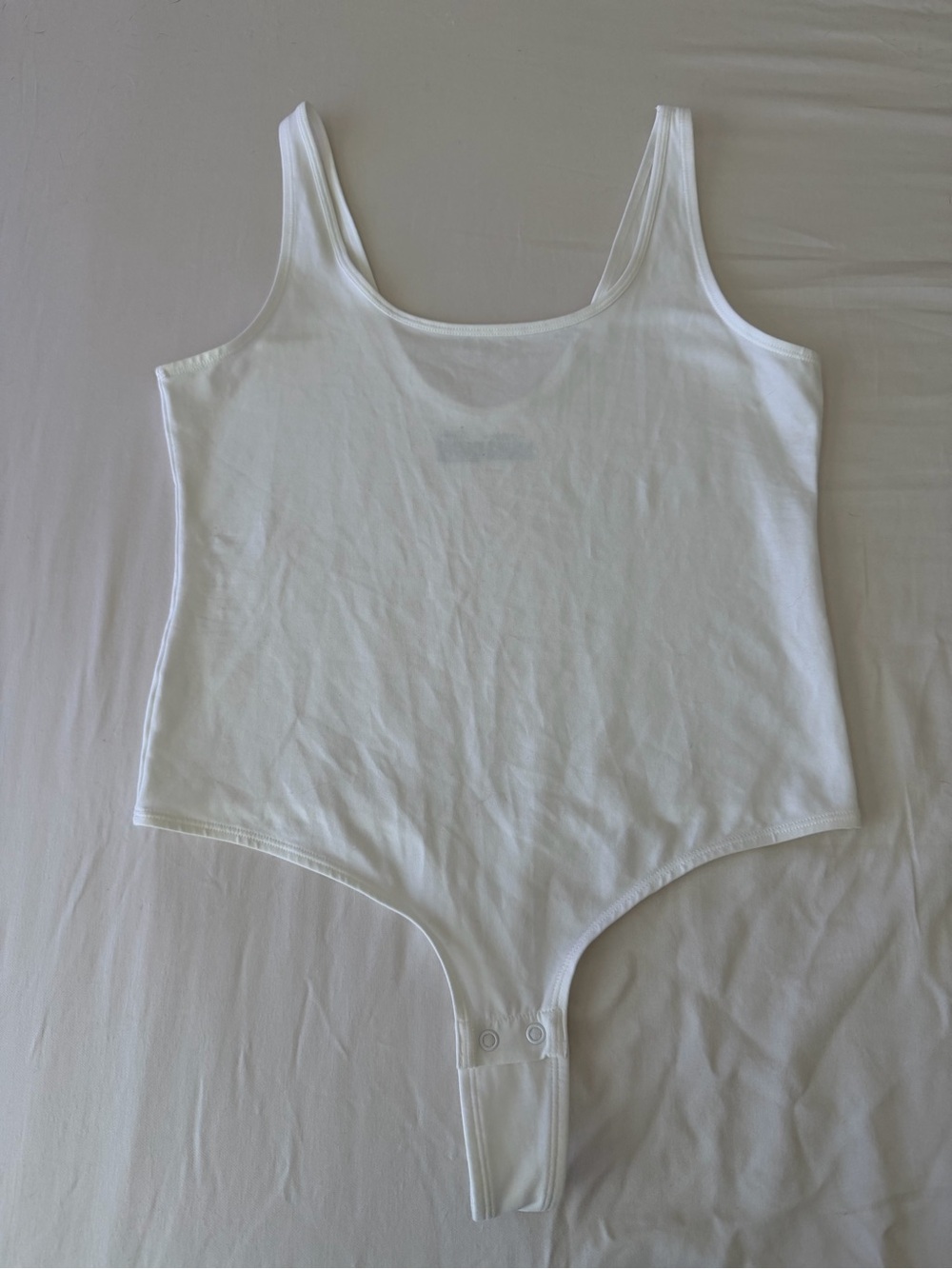 Auden White Scoop Neck Bodysuit with Snap Crotch